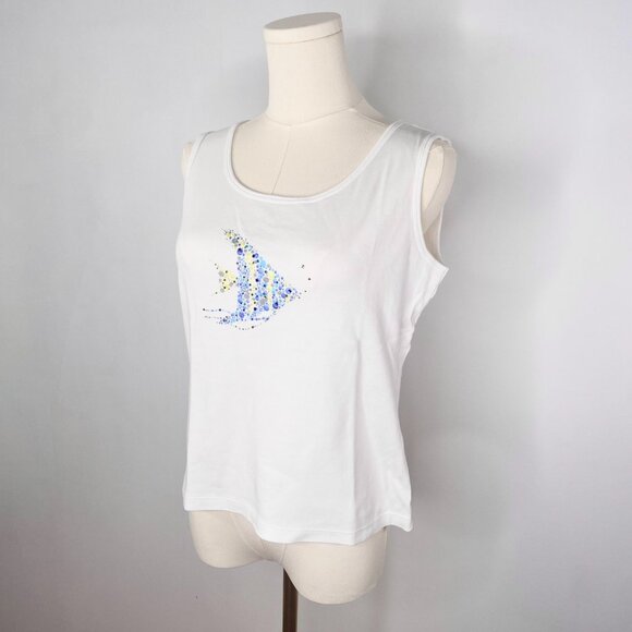Karen Scott - White Glitter Fish Camisole T-Shirt - Picture 9 of 13